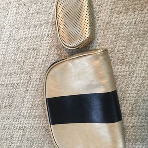 NWOT Set of 2 Cosmetic Bags Gold and Black